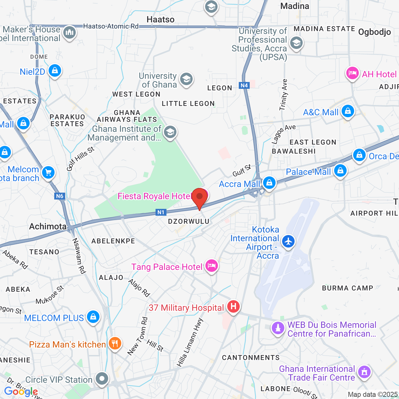 Google map image of our location in No. 13 Nortsoo Street Accra, Ghana